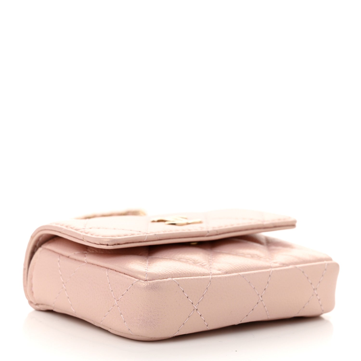 Chanel Iridescent Caviar Quilted Pearl On Top Coin Purse With Chain Light Pink 4 of 11