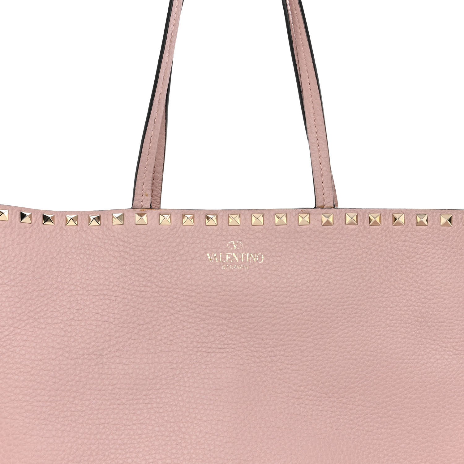Valentino Garavani Grained Calfskin Rockstud Shoulder Tote Water Rose 7 of 10