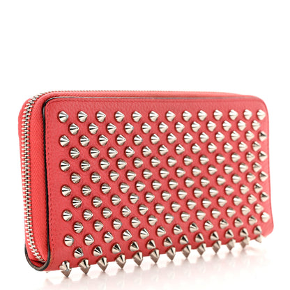 Christian Louboutin Calfskin Empire Panettone Spiked Zip Around Wallet Begonia 3 of 10