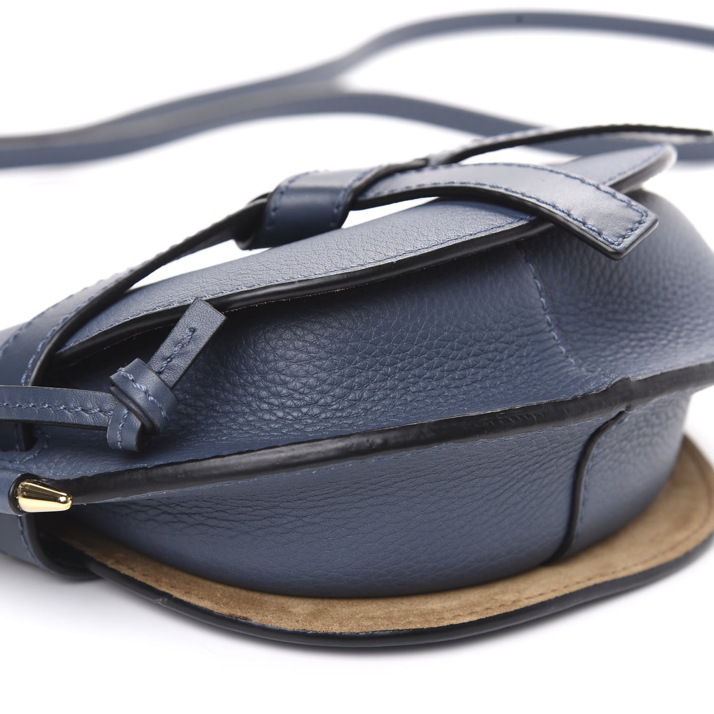 Grained Calfskin Mini Gate Crossbody Bag Steel Blue