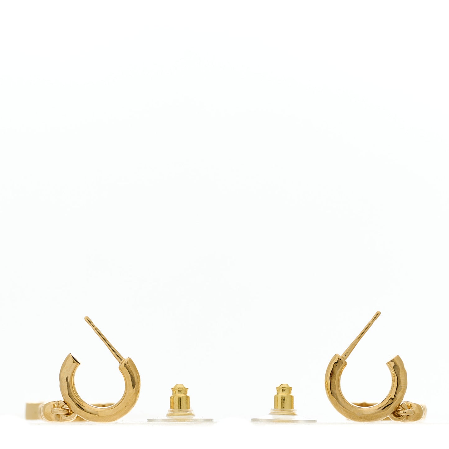 Metal Crystal CC Heart Hoop Long Drop Earrings Gold