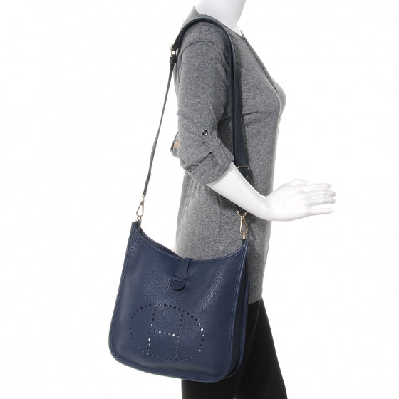 Hermes Taurillon Clemence Evelyne PM III Bleu Abysse 2 of 8