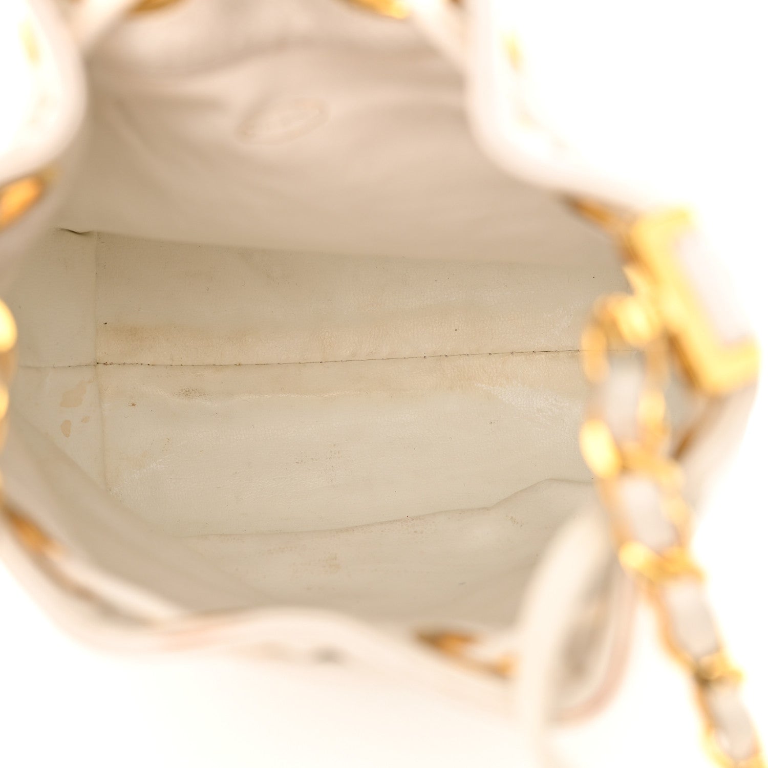 Chanel Lambskin CC Drawstring Bucket Bag White 6 of 20