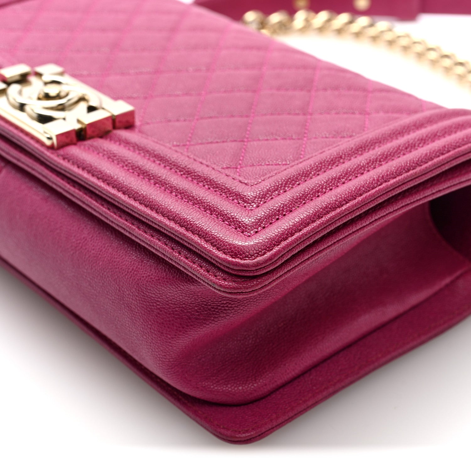 Chanel Caviar Quilted Medium Boy Flap Dark Pink 10 of 10