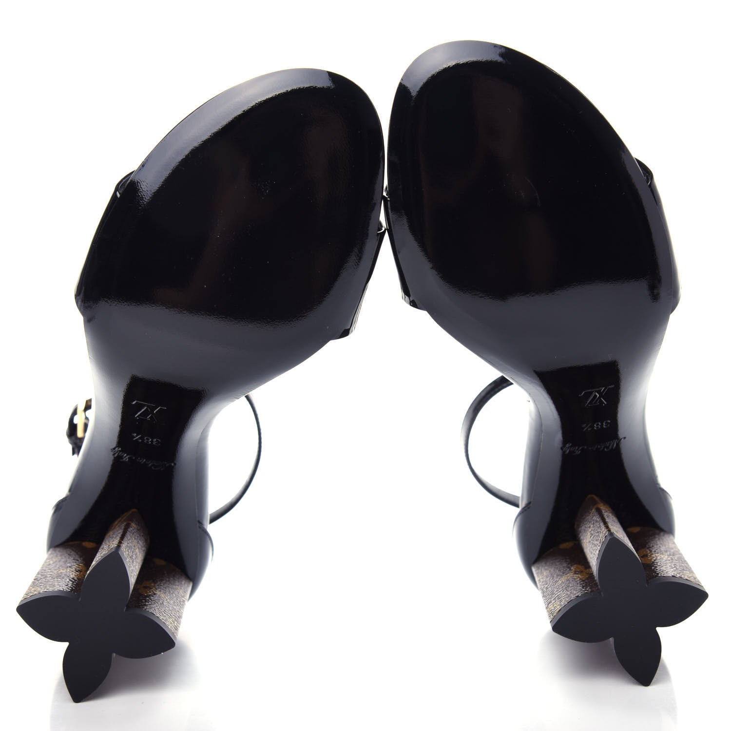 Louis Vuitton Patent Monogram Silhouette Sandals 38.5 Black 6 of 10