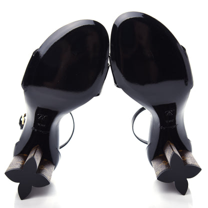 Louis Vuitton Patent Monogram Silhouette Sandals 38.5 Black 6 of 10