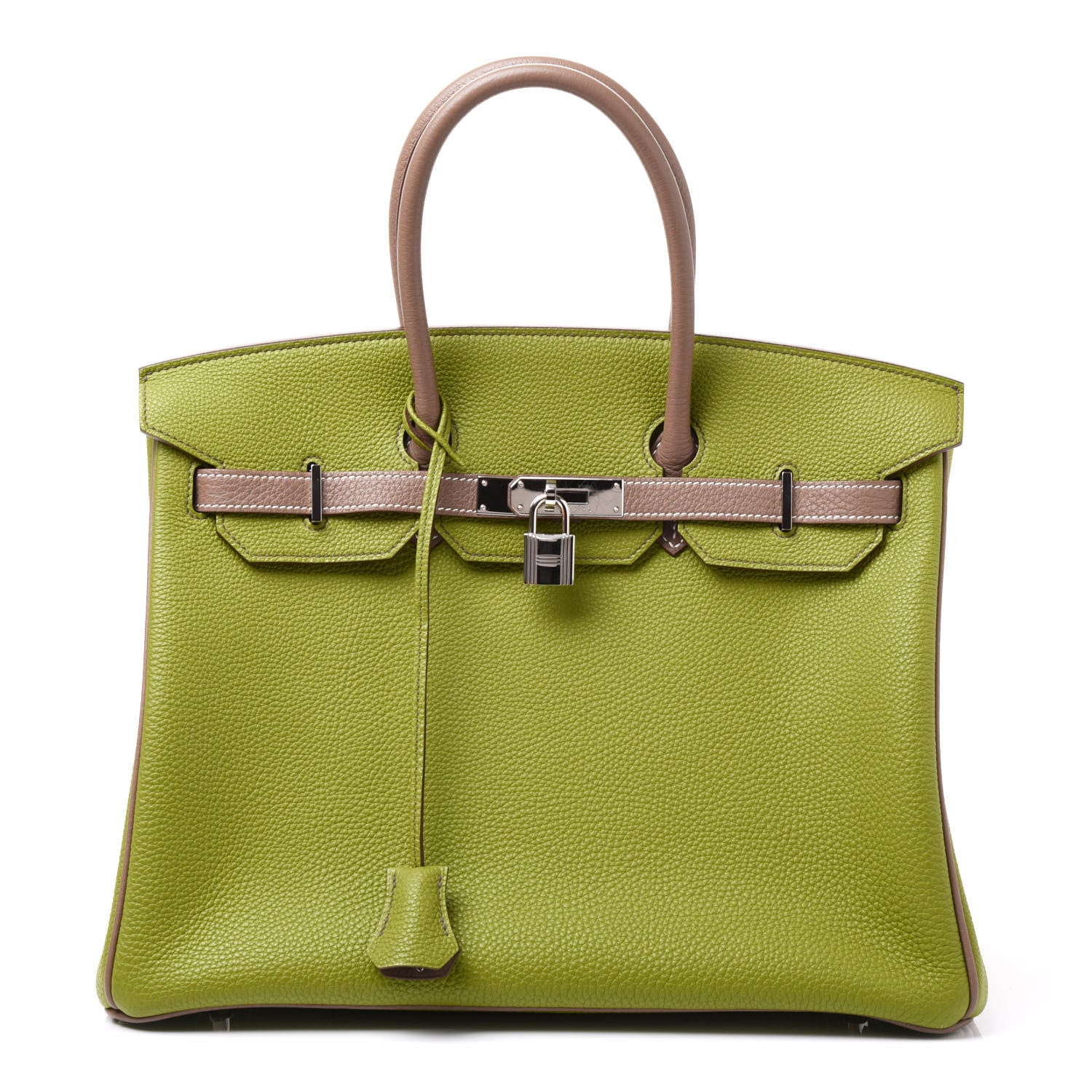 Hermes Togo Bi Color Horseshoe Birkin 35 Vert Anis Etoupe 1 of 12