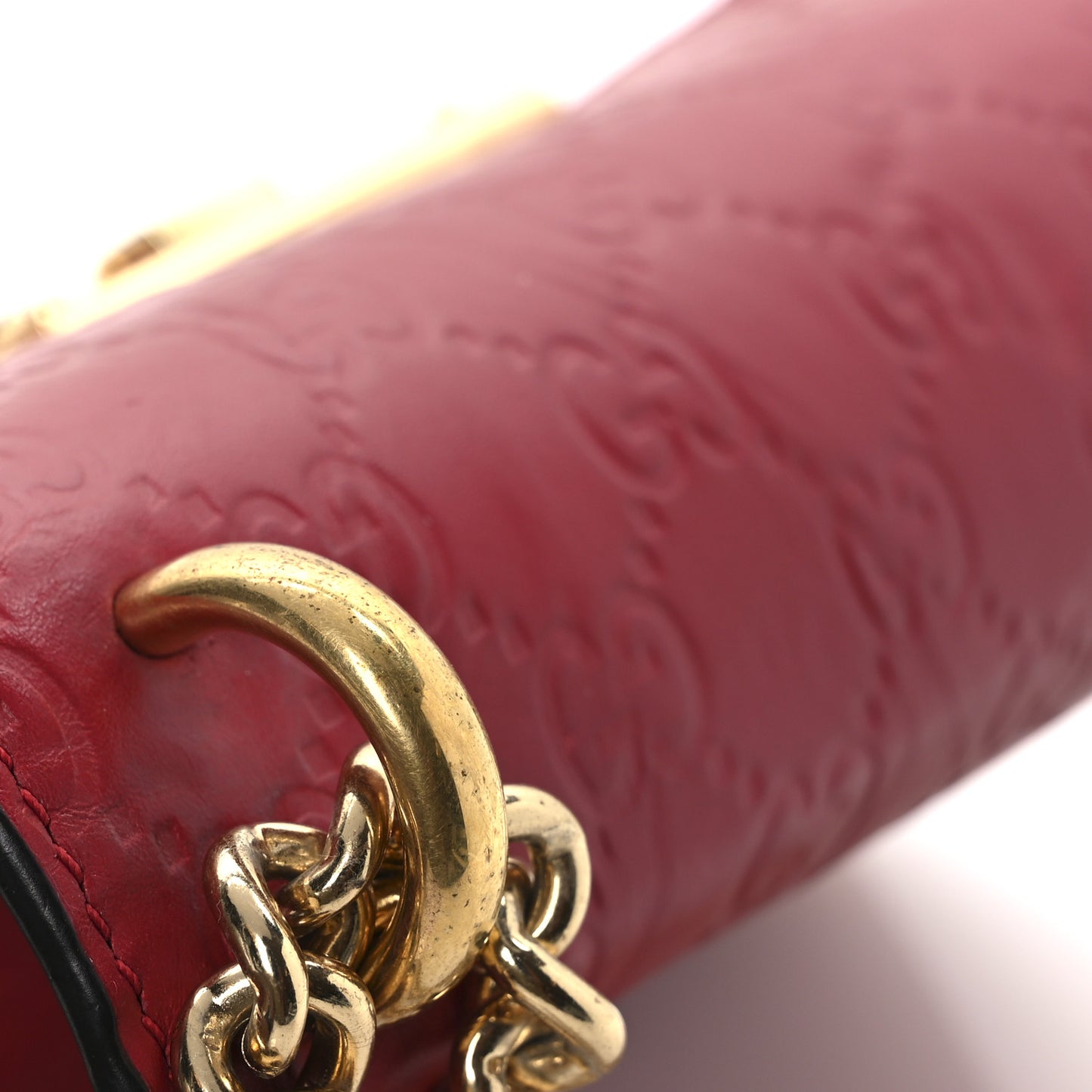 Guccissima Small Padlock Shoulder Bag Hibiscus Red