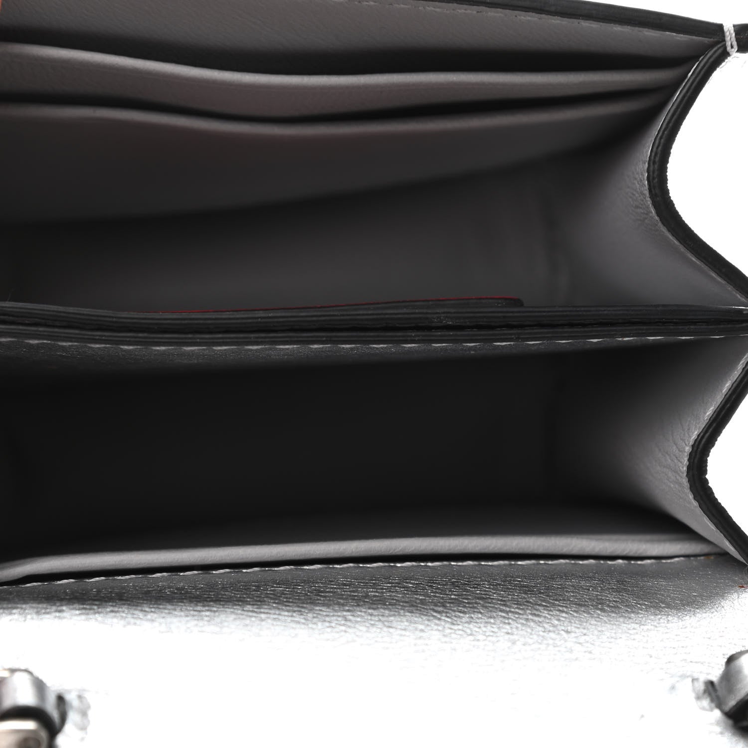 Valentino Garavani Metallic Calfskin Vlogo Compact Wallet with Chain Silver 4 of 4