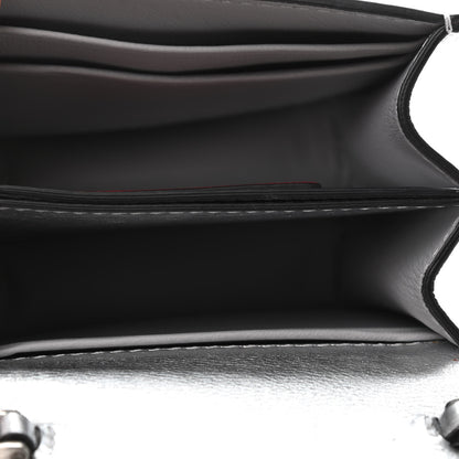Valentino Garavani Metallic Calfskin Vlogo Compact Wallet with Chain Silver 4 of 4
