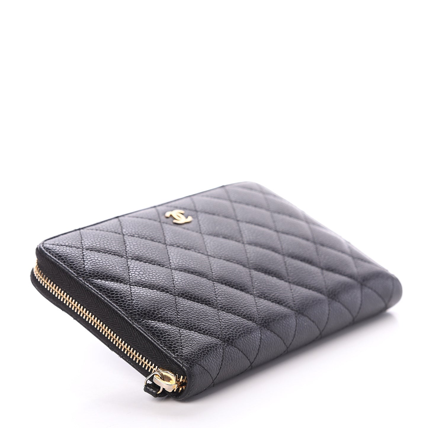 Caviar Quilted Large Zip Around Organizer Wallet Black
