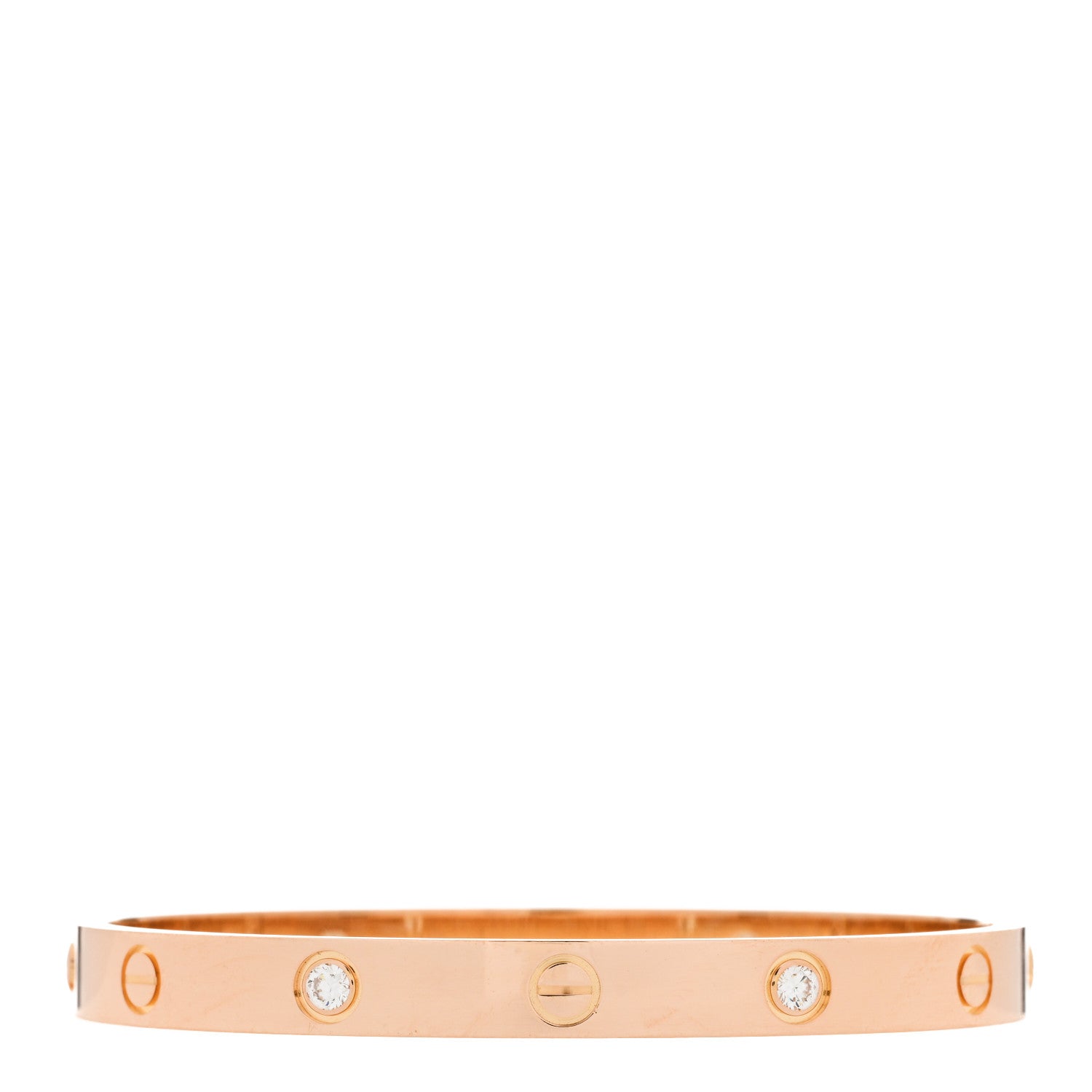 Cartier 18K Pink Gold 4 Diamond LOVE Bracelet 17 2 of 8