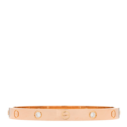 Cartier 18K Pink Gold 4 Diamond LOVE Bracelet 17 2 of 8