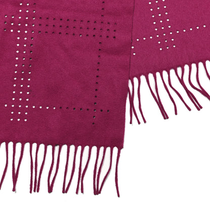 Burberry Cashmere Wool Perforated Scarf Fuchsia 3 of 4