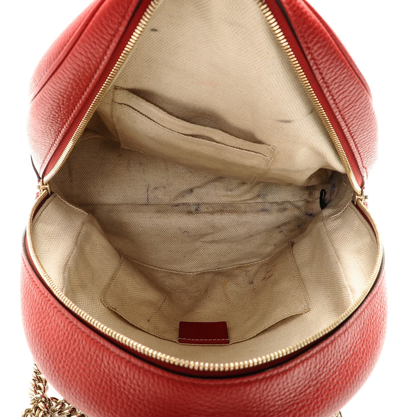 Pebbled Calfskin Bi-Color Soho Chain Backpack Red Navy