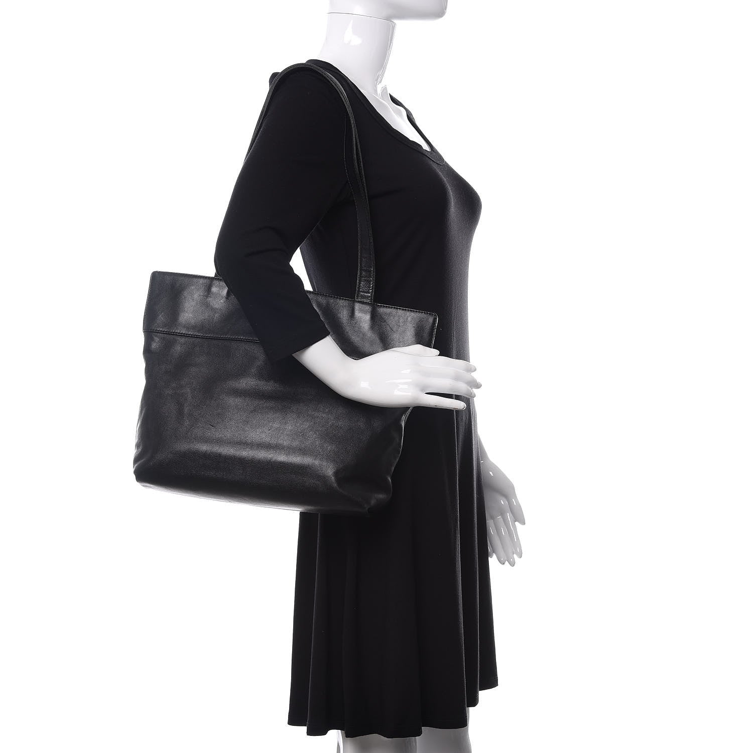 Chanel Lambskin CC Stitched Tote Black 2 of 16