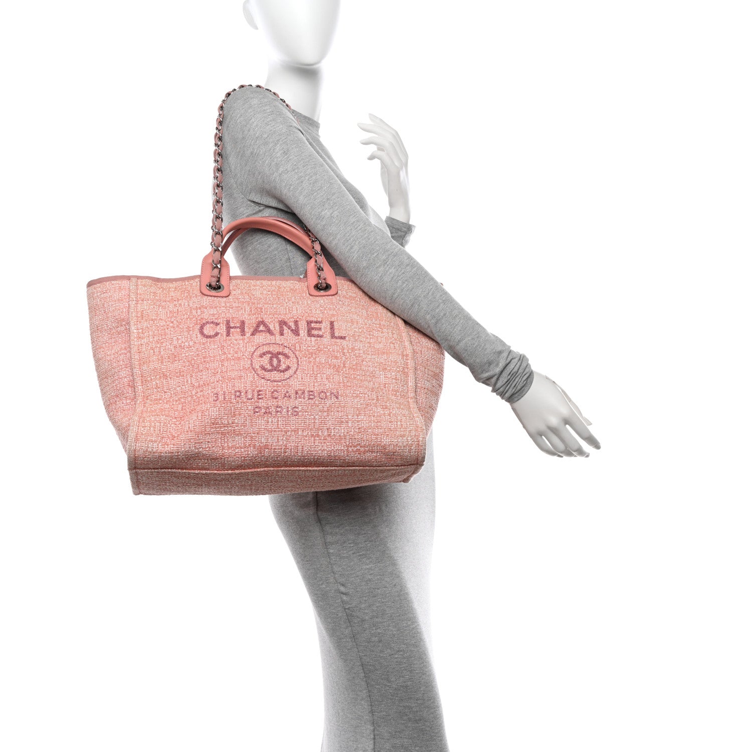 Chanel Straw Lurex Medium Deauville Tote Pink 2 of 14