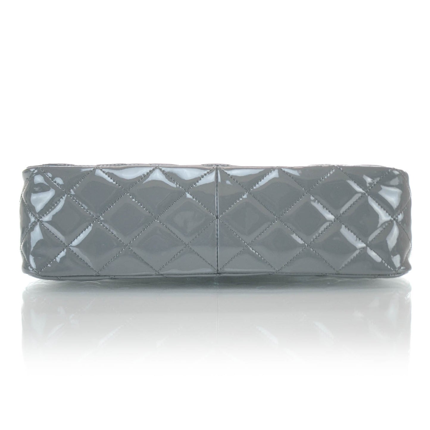 Patent Quilted Jumbo Flap Bag Grey