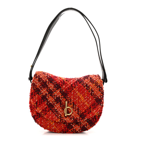 Tweed Check Medium Rocking Horse Crossbody Red Black