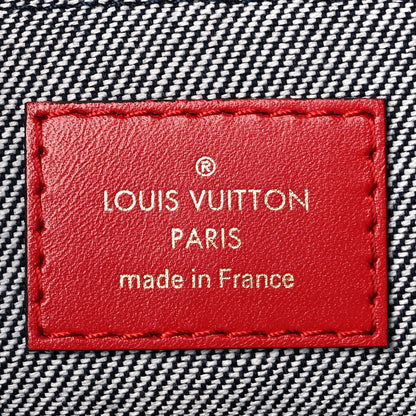 Louis Vuitton Denim Damier Monogram Patchwork Neverfull MM Pochette Blue Rouge 6 of 7