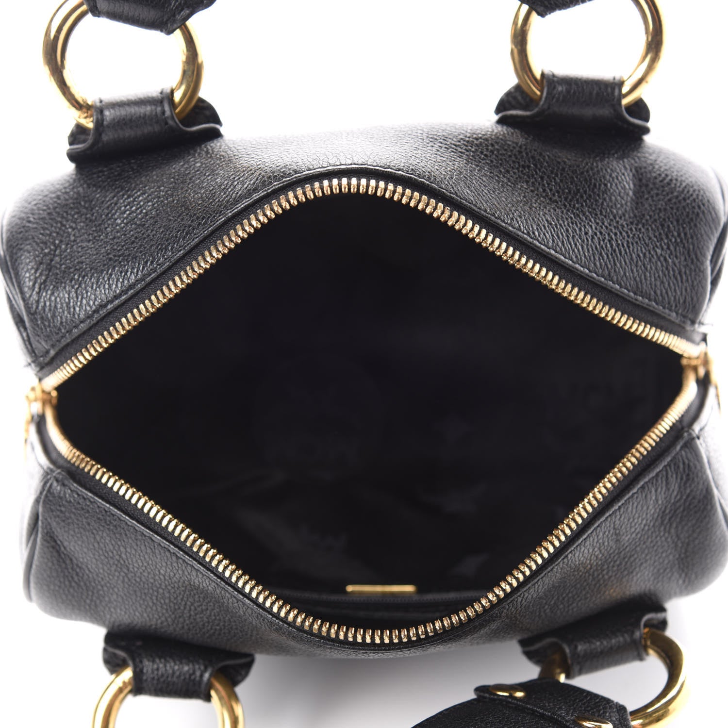 MCM Grained Calfskin Studded Boston Bag Black 5 of 11
