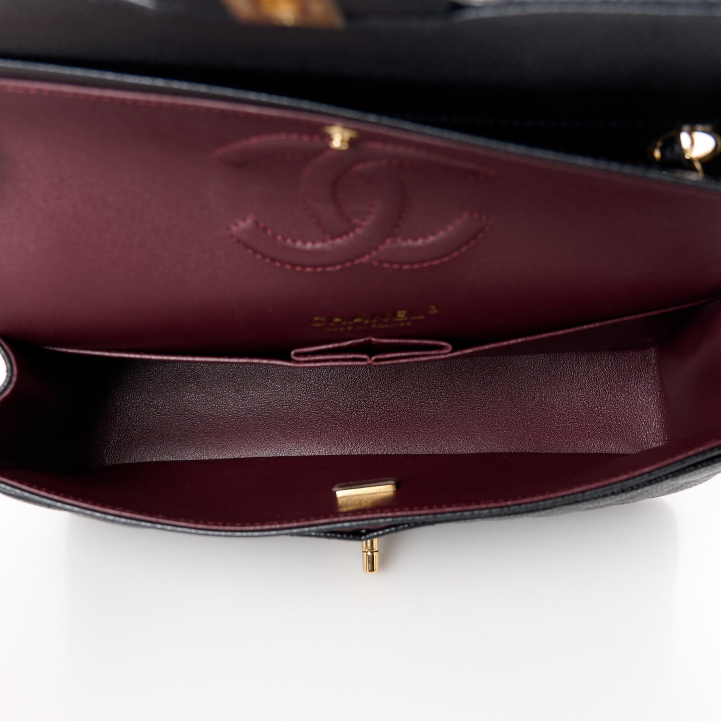 Caviar Quilted Medium Double Flap Black