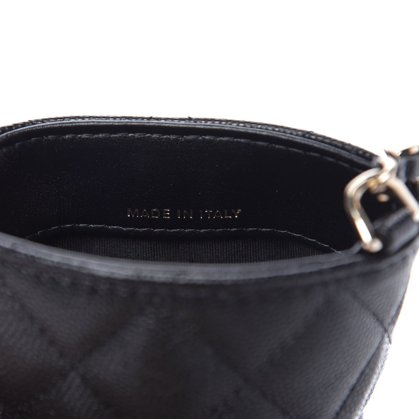 Caviar Quilted French New Wave Phone Holder With Chain Black