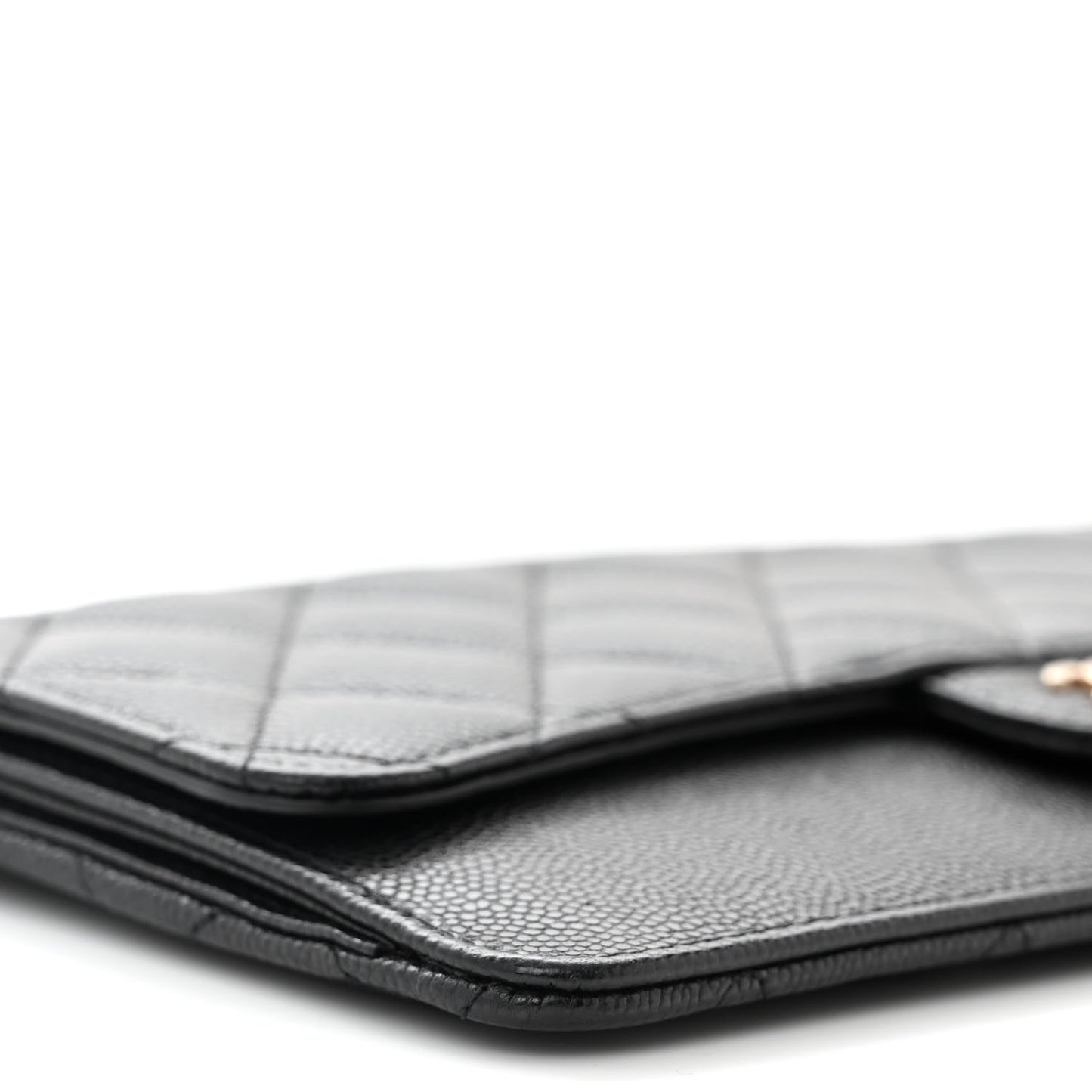 Caviar Quilted Classic Pouch With Handle Black
