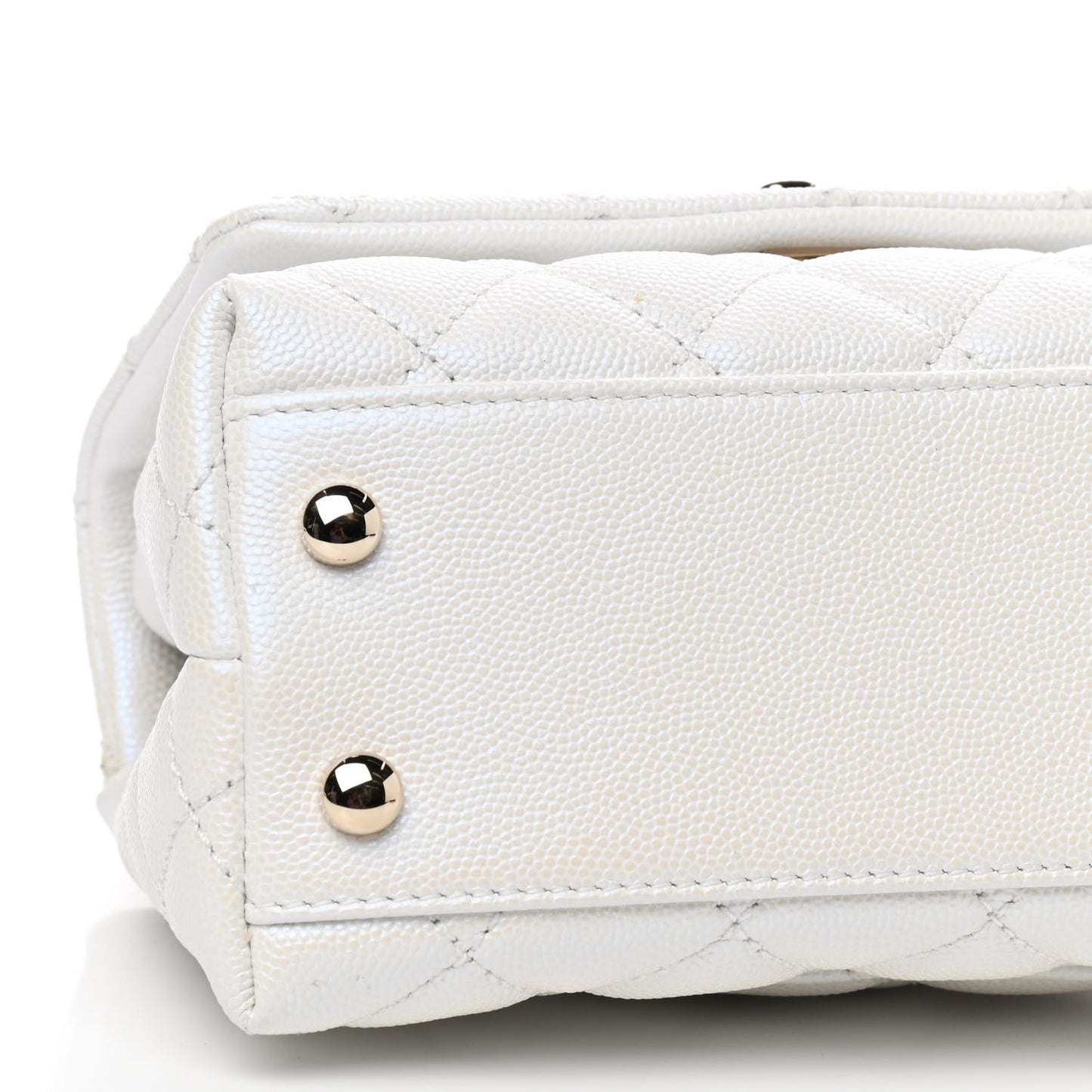 Iridescent Caviar Quilted Extra Mini Coco Handle Flap Ivory
