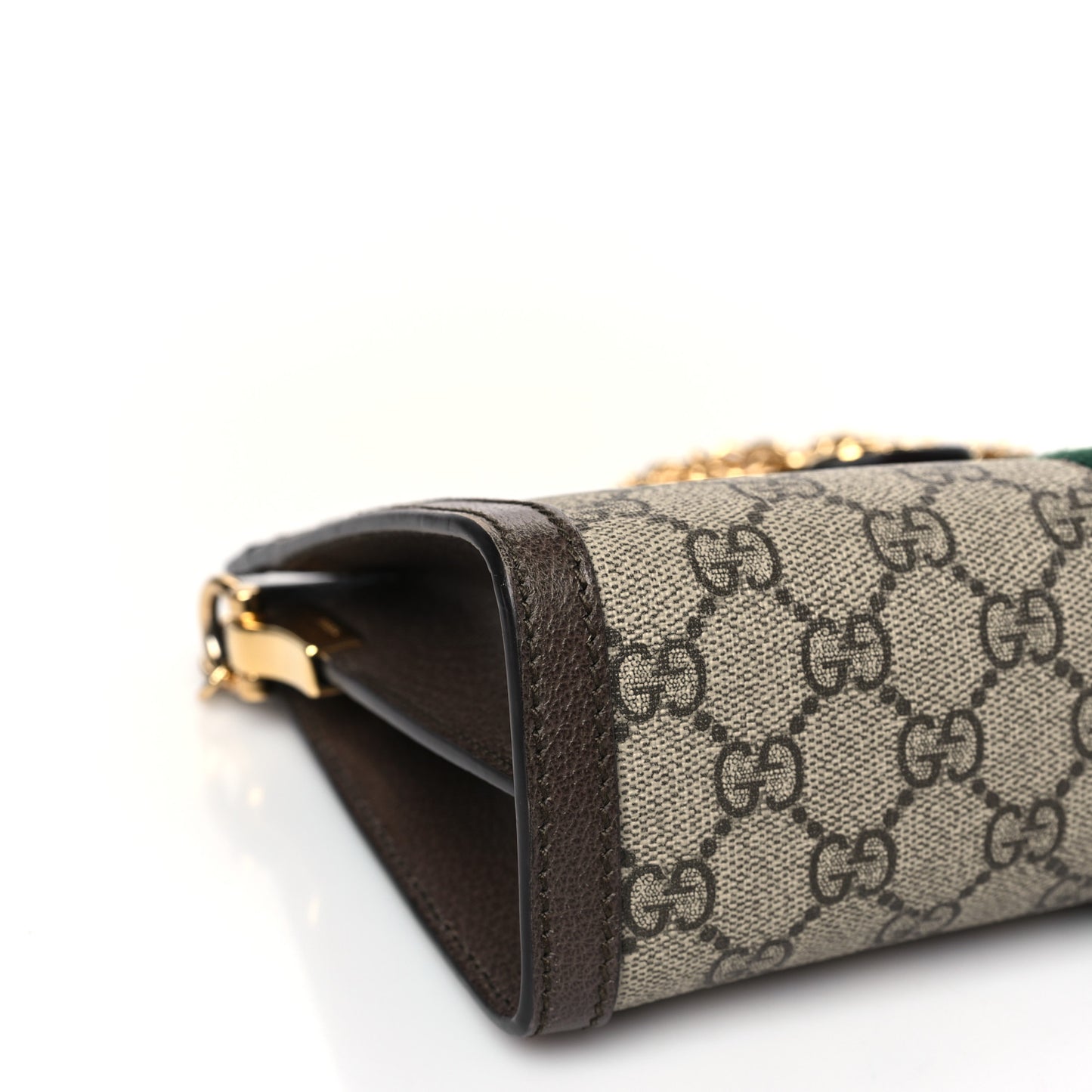 GG Supreme Monogram Web Small Ophidia Chain Shoulder Bag Brown