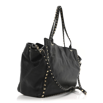Valentino Garavani Vitello Medium Rockstud Tote Black 3 of 9