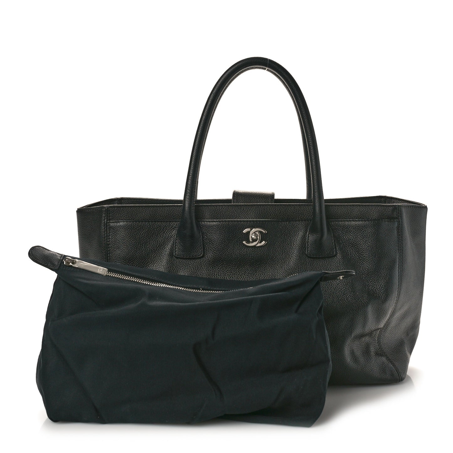 Calfskin Cerf Executive Shopper Tote Black