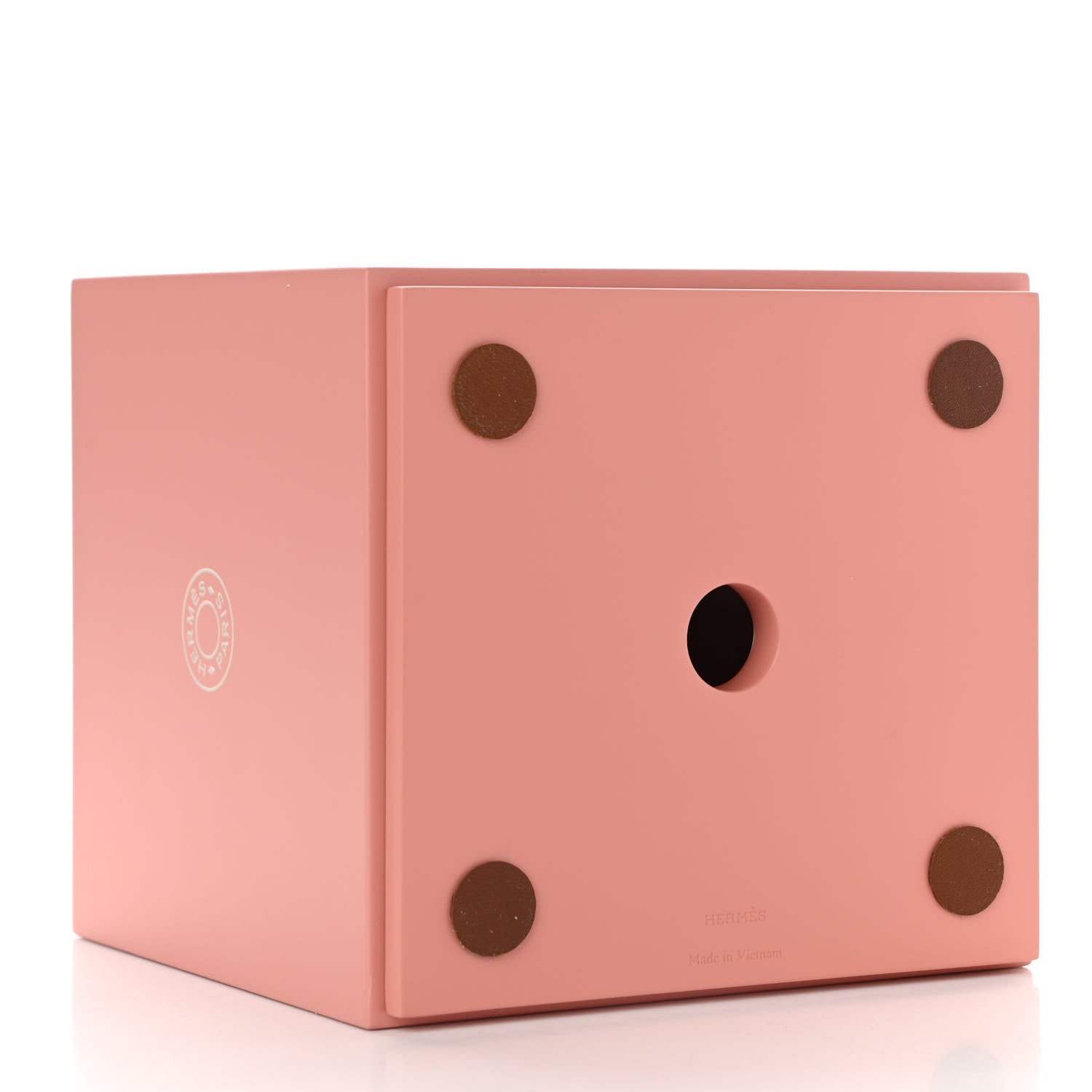 Hermes Lacquered Wood K-Box Square Tissue Box Pivoine Poudre 4 of 9