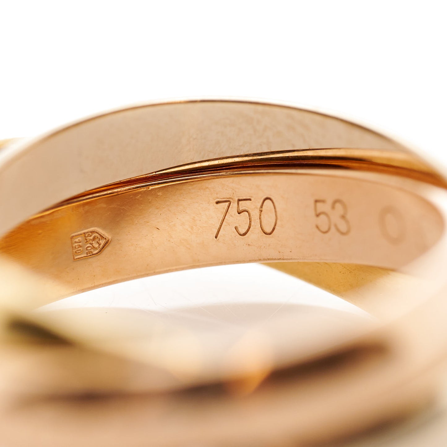 18K Pink Yellow White Gold Classic Les Must De Cartier Trinity Ring 53 6.25