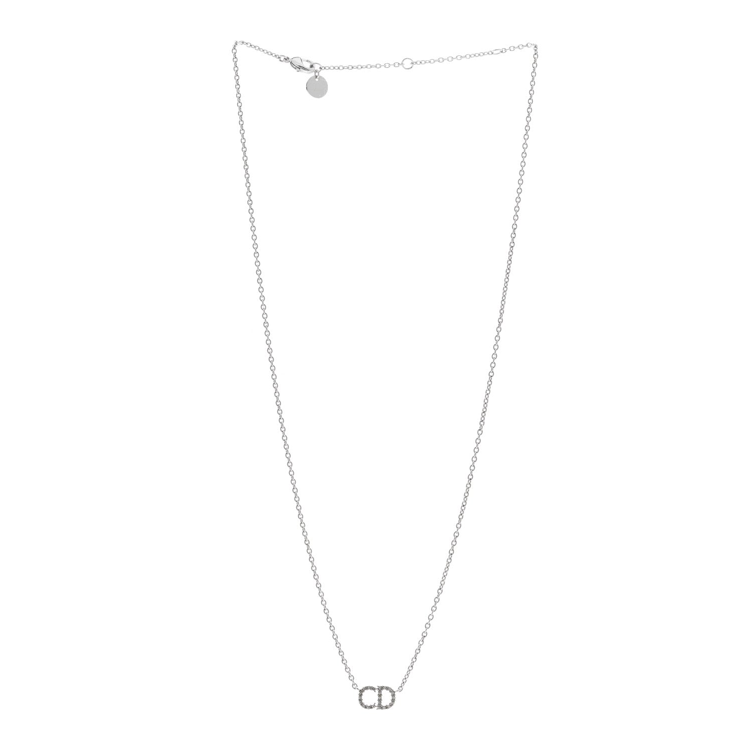 Christian Dior Metal Crystal Clair D Lune Necklace Silver 3 of 4