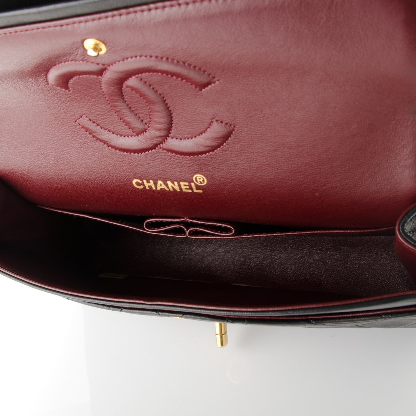 Lambskin Quilted Medium Double Flap Black