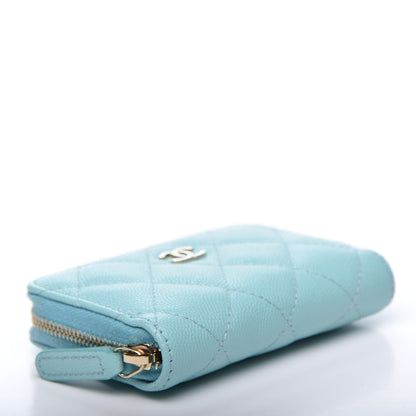Chanel Caviar Quilted Zip Coin Purse Light Blue 3 of 9