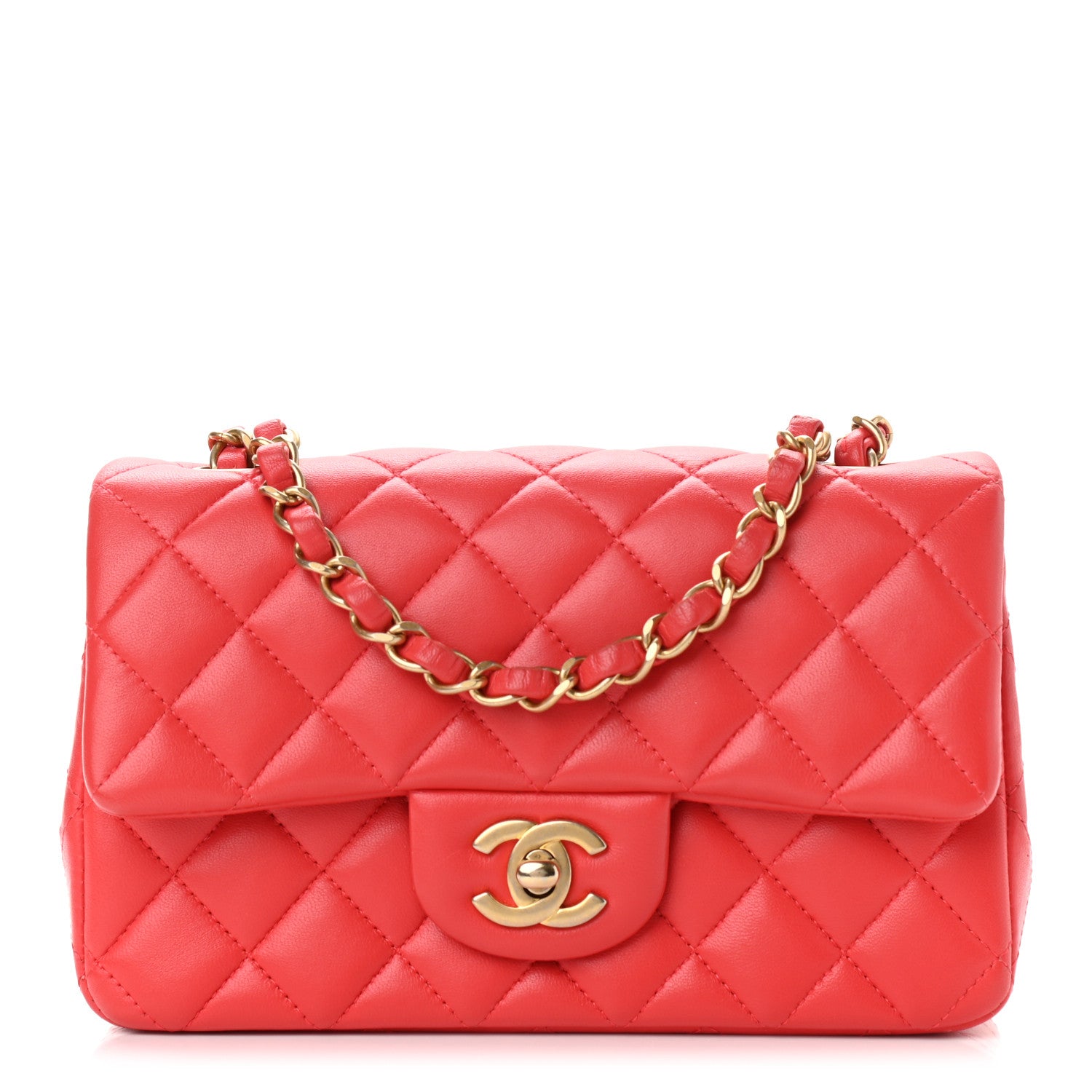 Chanel Lambskin Quilted Mini Rectangular Flap Red 1 of 13