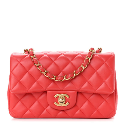 Chanel Lambskin Quilted Mini Rectangular Flap Red 1 of 13