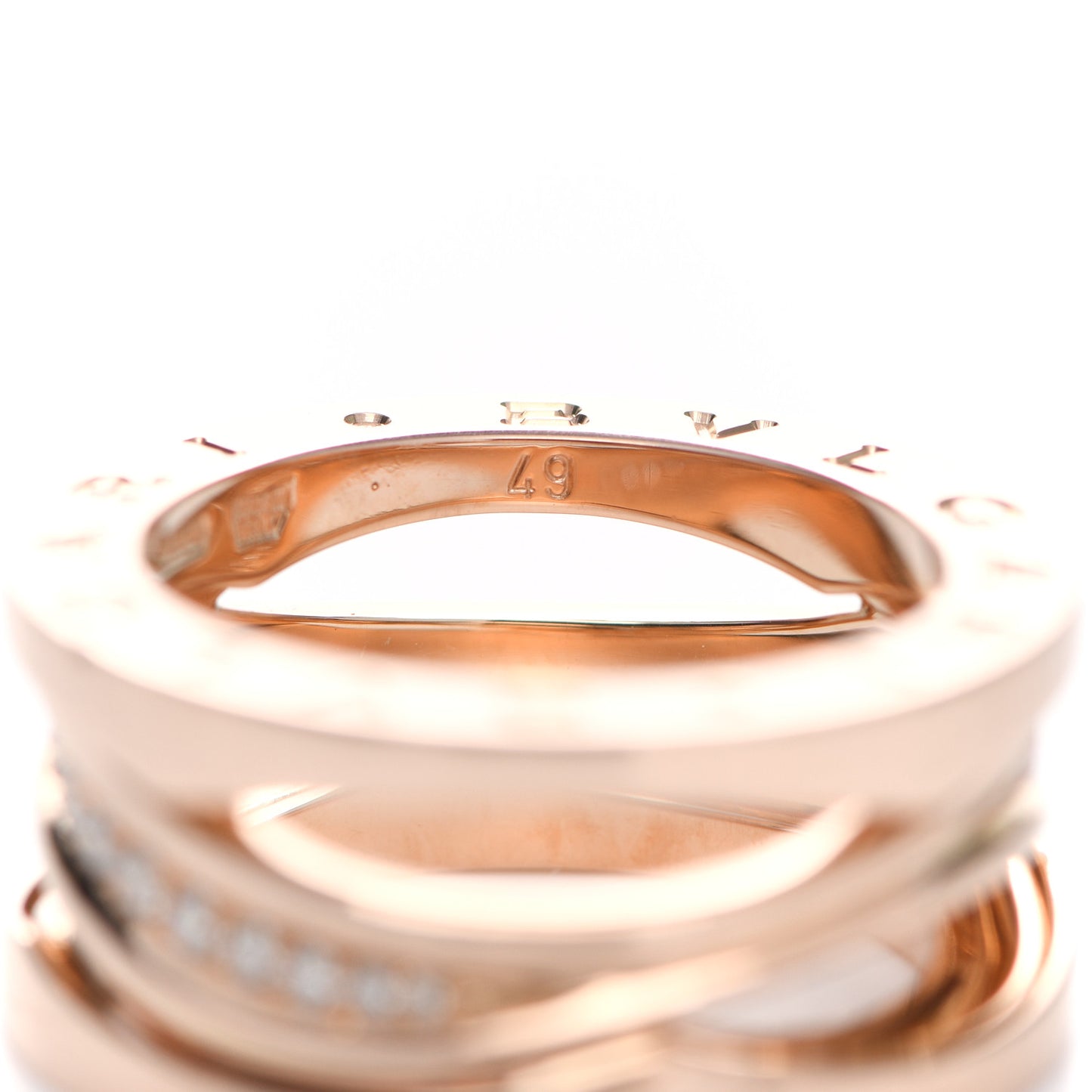 18K Rose Gold Diamond Pave B.Zero1 Legend Ring 49 4.75