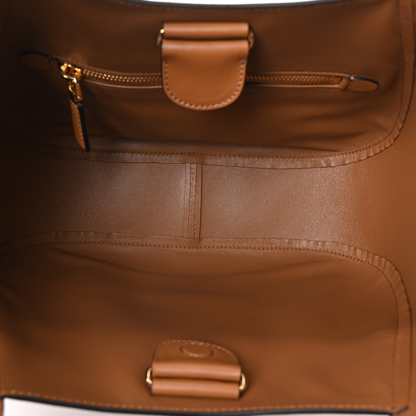 City Calfskin Metal Triangle Logo Tote Caramel