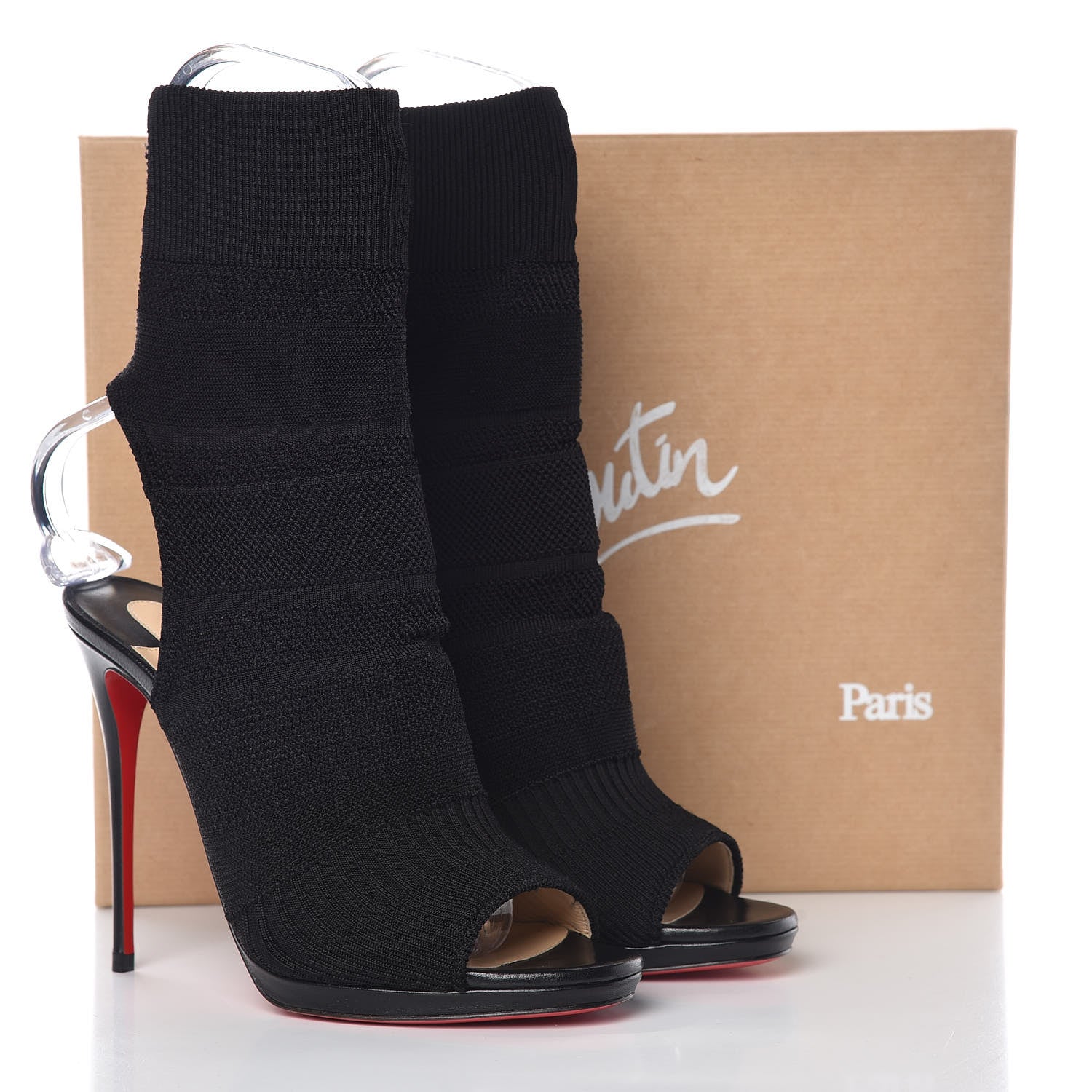 Christian Louboutin Maille Tricot Nappa Cheminene 120 Sock Ankle Boots 37 Black 8 of 8
