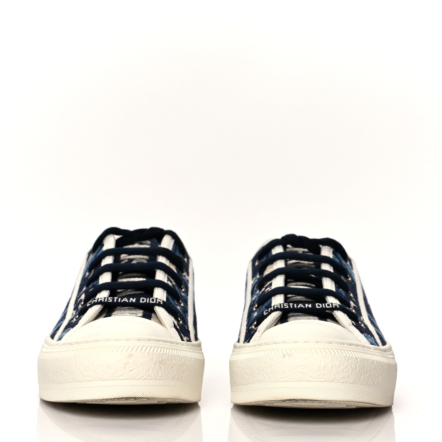 Christian Dior Canvas Palms Embroidered Womens Walk'N'Dior Low Top Sneakers 36 Indigo Blue 2 of 8