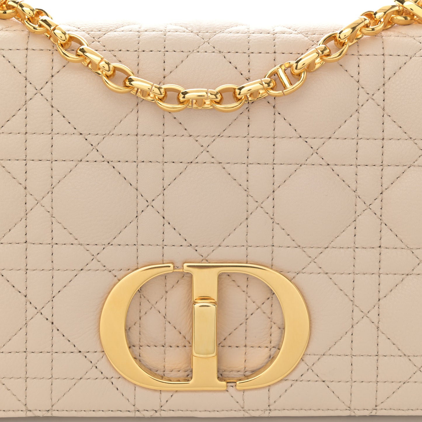 Supple Calfskin Cannage Medium Caro Bag Beige