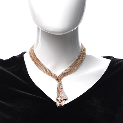 Hermes 18K Rose Gold Pave Diamond GM Kelly Clochette Necklace ST 2 of 7