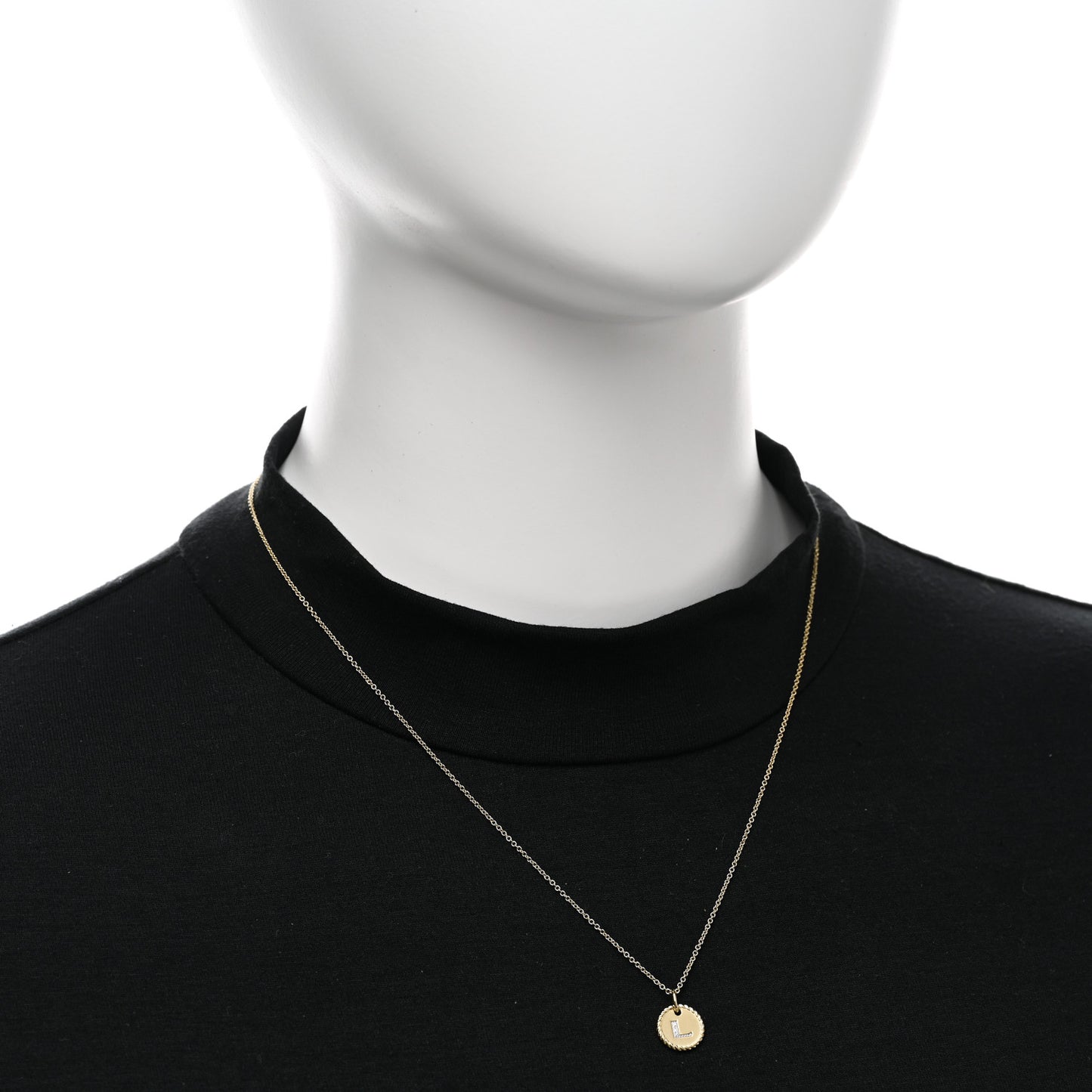 18K Yellow Gold Diamond Initial L Charm Pendant Necklace