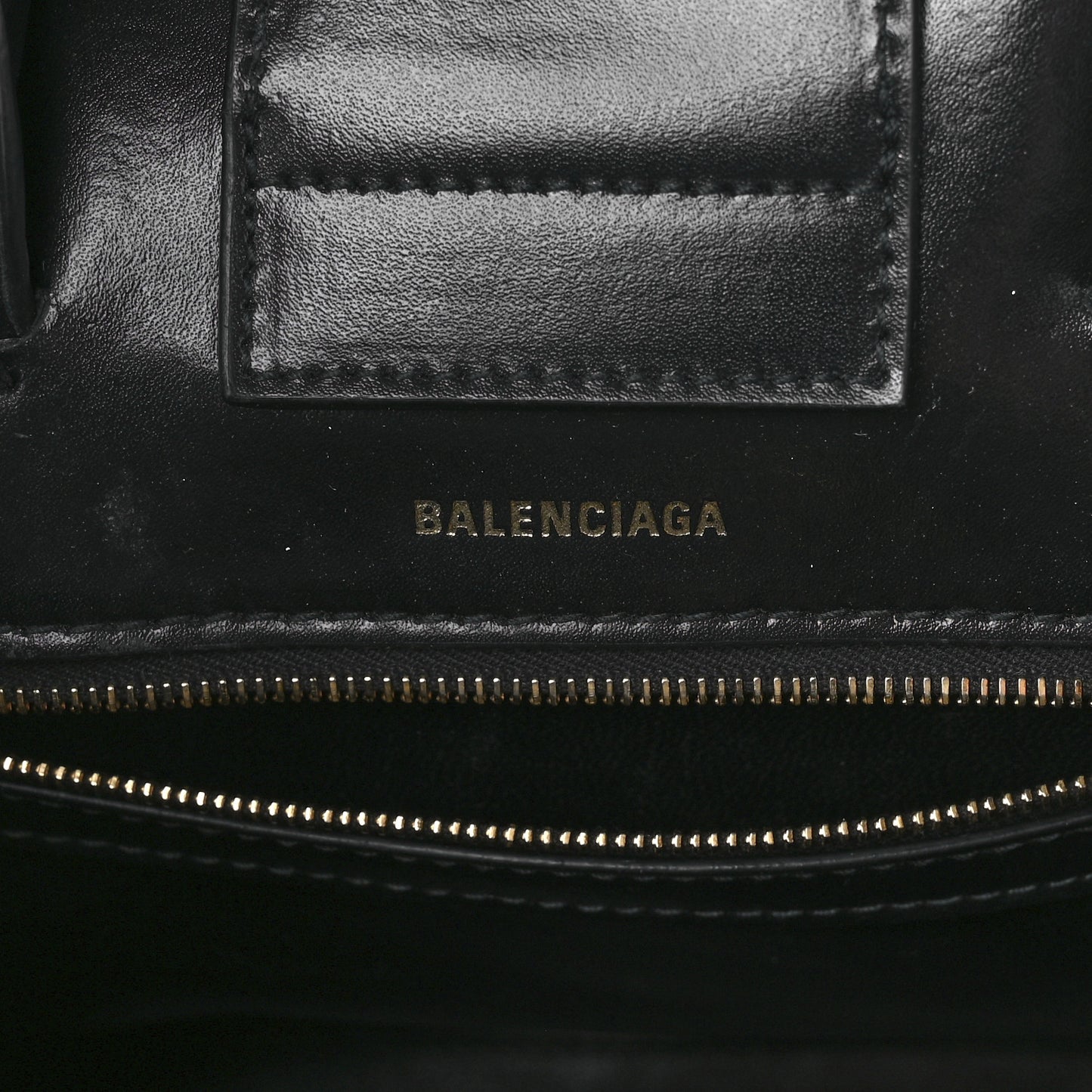 Shiny Box Calfskin Hourglass Tote Black