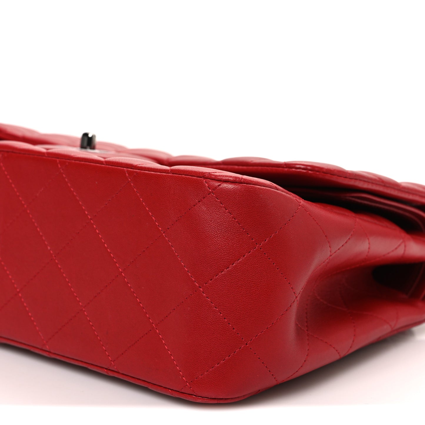 Lambskin Quilted Jumbo Double Flap Red