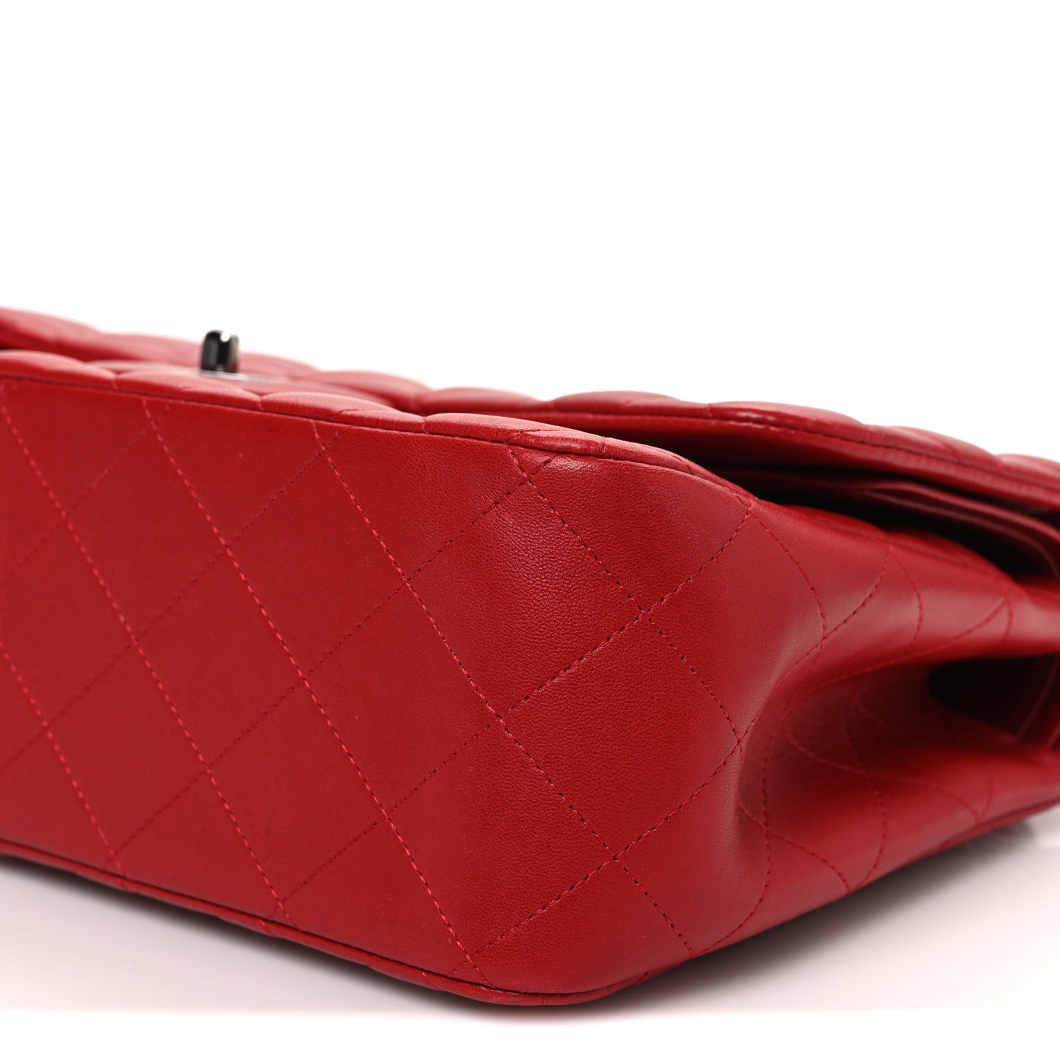 Chanel Lambskin Quilted Jumbo Double Flap Red 10 of 12