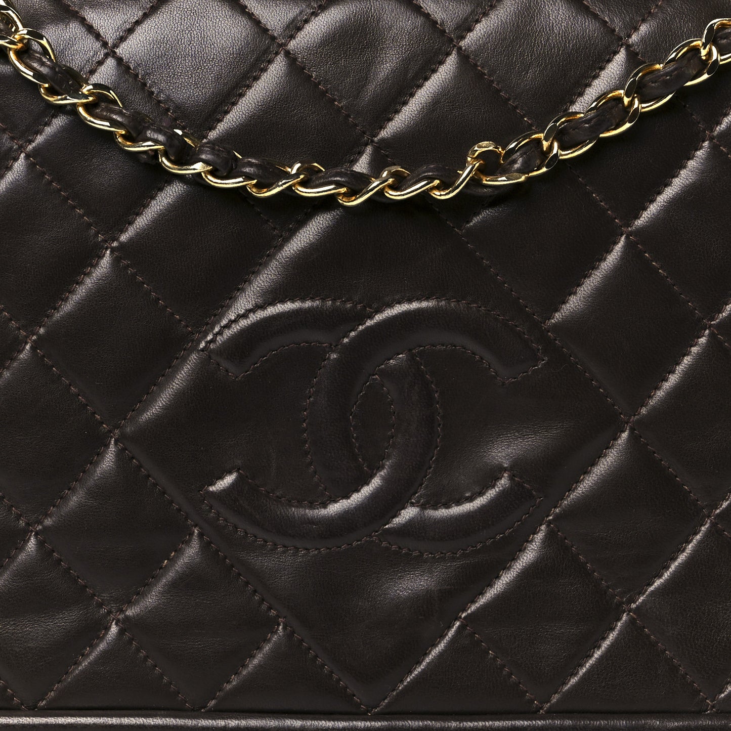 Lambskin Quilted Timeless CC Single Flap Brown